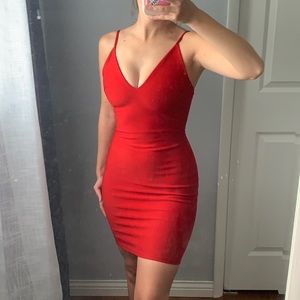 Red mini dress